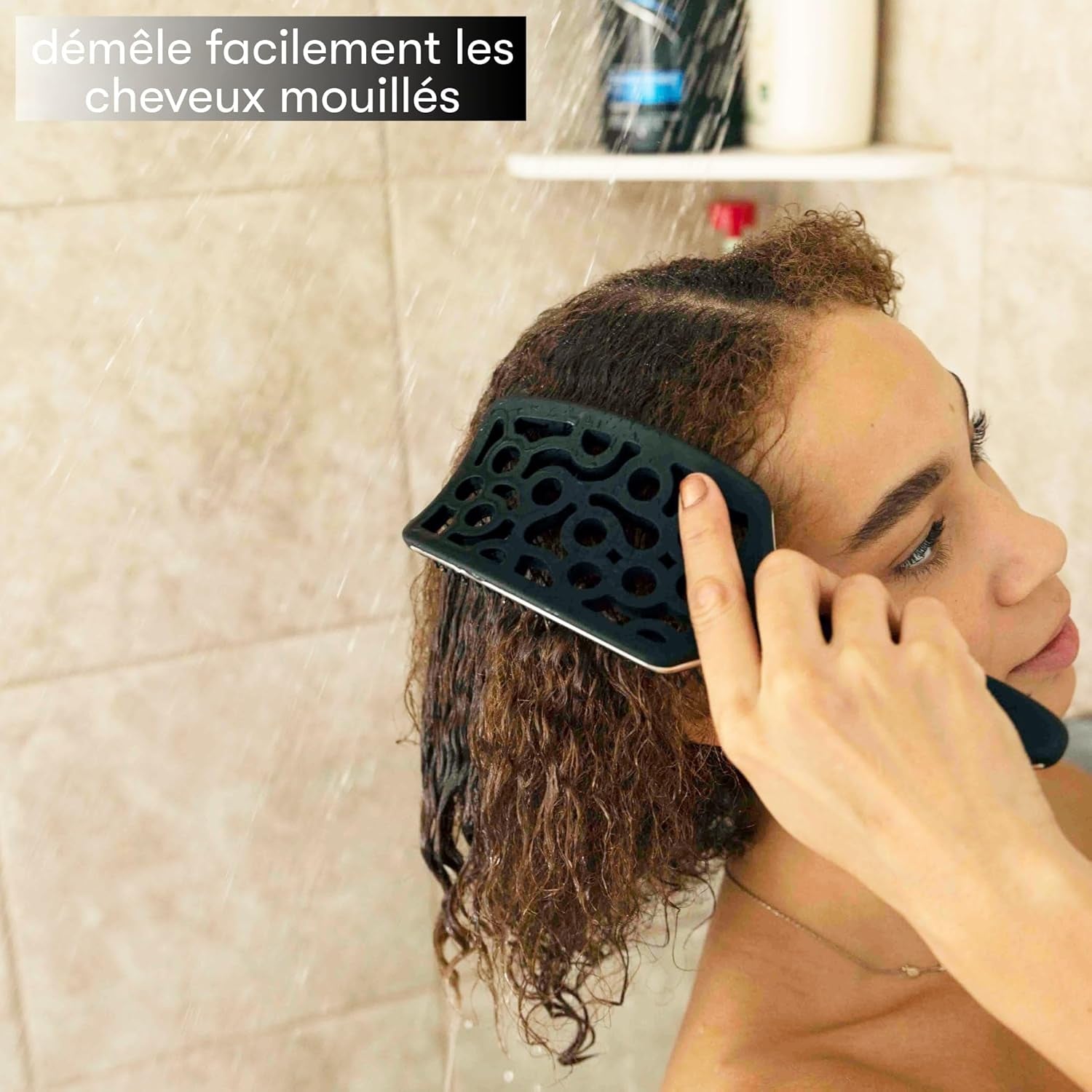 Brosse Démêlante Cheveux Bouclés - Cheveux Bouclés, Démêlante Flexible Ventilée, Hair Brush for Women Brosse Brushing Professionnelle, Noir