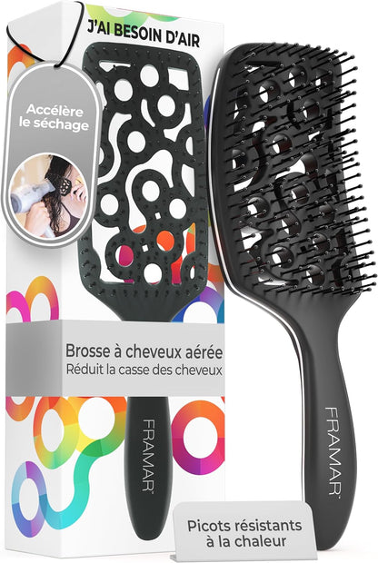 Brosse Démêlante Cheveux Bouclés - Cheveux Bouclés, Démêlante Flexible Ventilée, Hair Brush for Women Brosse Brushing Professionnelle, Noir
